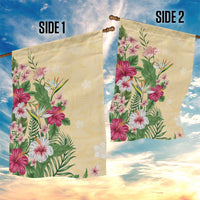 Hawaii Tropical Flowers Garden Flag Polynesian Tattoo Buttermilk