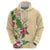 Hawaii Tropical Flowers Hoodie Polynesian Tattoo Buttermilk