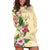 Hawaii Tropical Flowers Hoodie Dress Polynesian Tattoo Buttermilk