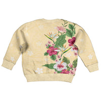 Hawaii Tropical Flowers Kid Ugly Christmas Sweater Polynesian Tattoo Buttermilk