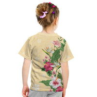 Hawaii Tropical Flowers Kid T Shirt Polynesian Tattoo Buttermilk