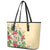 Hawaii Tropical Flowers Leather Tote Bag Polynesian Tattoo Buttermilk