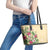 Hawaii Tropical Flowers Leather Tote Bag Polynesian Tattoo Buttermilk