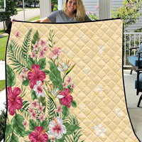 Hawaii Tropical Flowers Quilt Polynesian Tattoo Buttermilk