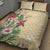 Hawaii Tropical Flowers Quilt Bed Set Polynesian Tattoo Buttermilk