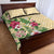 Hawaii Tropical Flowers Quilt Bed Set Polynesian Tattoo Buttermilk