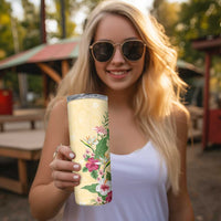 Hawaii Tropical Flowers Skinny Tumbler Polynesian Tattoo Buttermilk