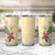 Hawaii Tropical Flowers Tumbler Cup Polynesian Tattoo Buttermilk