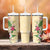 Hawaii Tropical Flowers Tumbler With Handle Polynesian Tattoo Buttermilk