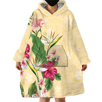 Hawaii Tropical Flowers Wearable Blanket Hoodie Polynesian Tattoo Buttermilk