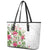 Hawaii Tropical Flowers Leather Tote Bag Polynesian Tattoo White