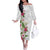 Hawaii Tropical Flowers Off The Shoulder Long Sleeve Dress Polynesian Tattoo White