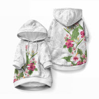 Hawaii Tropical Flowers Pet Hoodie Polynesian Tattoo White LT05 Pullover White - Polynesian Pride
