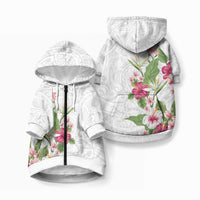 Hawaii Tropical Flowers Pet Hoodie Polynesian Tattoo White LT05 Zip-up White - Polynesian Pride