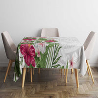 Hawaii Tropical Flowers Tablecloth Polynesian Tattoo White