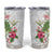 Hawaii Tropical Flowers Tumbler Cup Polynesian Tattoo White