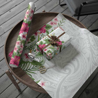 Hawaii Tropical Flowers Wrapping Paper Polynesian Tattoo White - Polynesian Pride