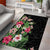 Hawaii Tropical Flowers Area Rug Polynesian Tattoo Black