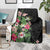 Hawaii Tropical Flowers Blanket Polynesian Tattoo Black