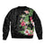 Hawaii Tropical Flowers Bomber Jacket Polynesian Tattoo Black