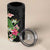 Hawaii Tropical Flowers 4 in 1 Can Cooler Tumbler Polynesian Tattoo Black