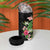 Hawaii Tropical Flowers 4 in 1 Can Cooler Tumbler Polynesian Tattoo Black