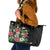 Hawaii Tropical Flowers Leather Tote Bag Polynesian Tattoo Black