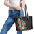 Hawaii Tropical Flowers Leather Tote Bag Polynesian Tattoo Black