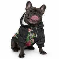 Hawaii Tropical Flowers Pet Hoodie Polynesian Tattoo Black