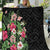 Hawaii Tropical Flowers Quilt Polynesian Tattoo Black