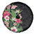 Hawaii Tropical Flowers Spare Tire Cover Polynesian Tattoo Black