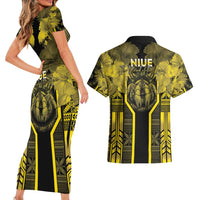 Niue The Rock Couples Matching Short Sleeve Bodycon Dress and Hawaiian Shirt The Island Of The Uga - Polynesian Pride