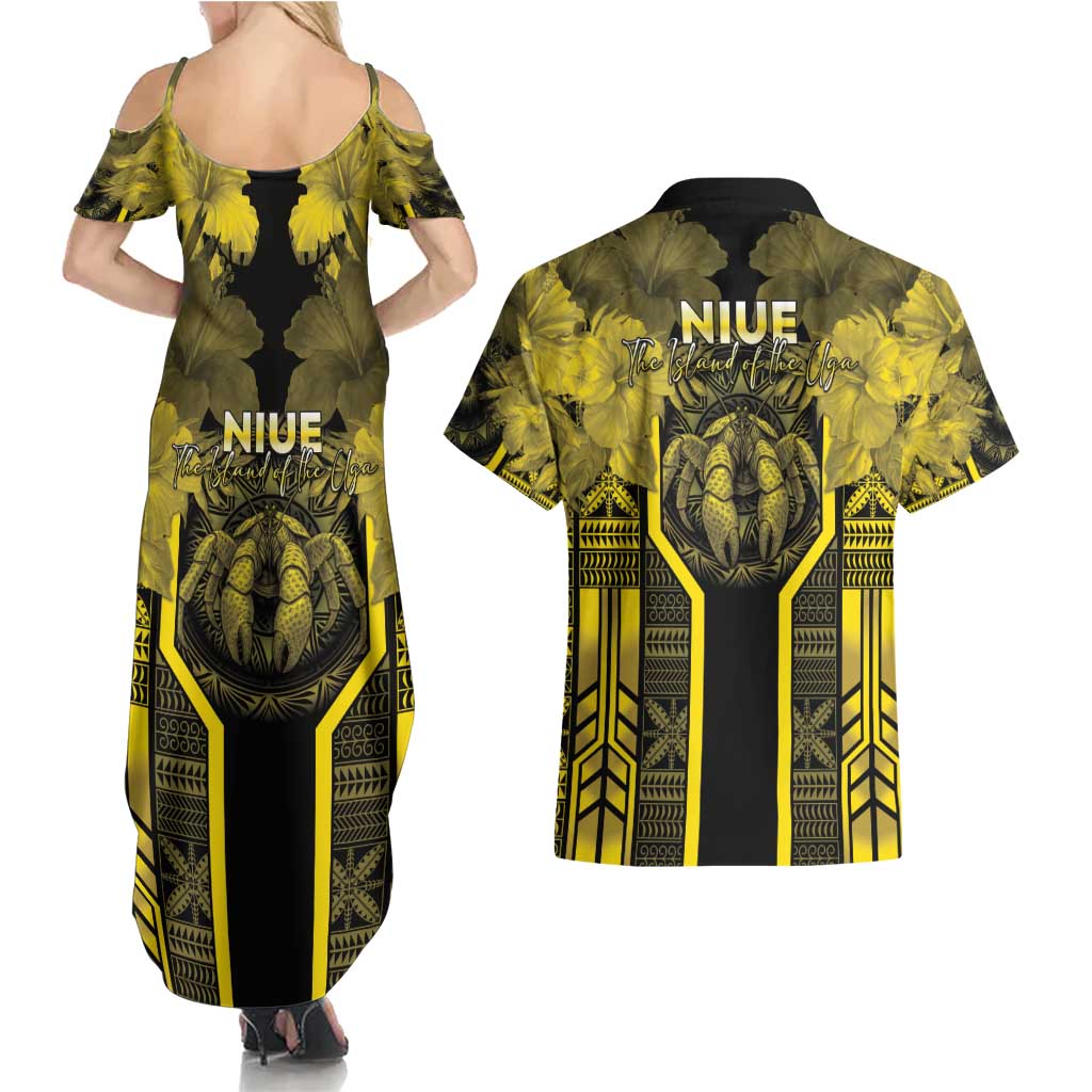 Niue The Rock Couples Matching Summer Maxi Dress and Hawaiian Shirt The Island Of The Uga - Polynesian Pride