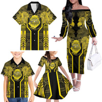 Niue The Rock Family Matching Off The Shoulder Long Sleeve Dress and Hawaiian Shirt The Island Of The Uga - Polynesian Pride