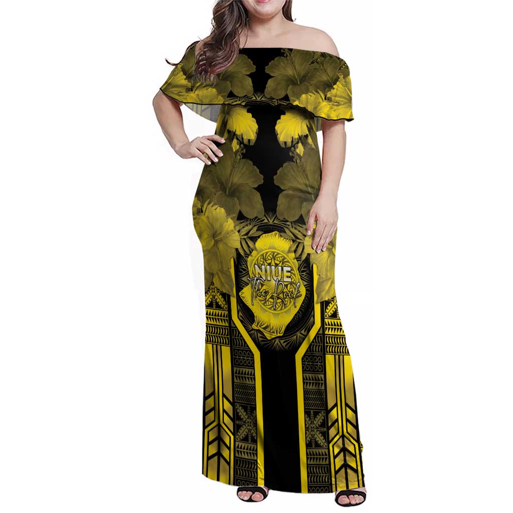 Niue The Rock Family Matching Off Shoulder Maxi Dress and Hawaiian Shirt The Island Of The Uga - Polynesian Pride