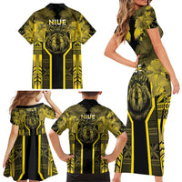 Niue The Rock Family Matching Short Sleeve Bodycon Dress and Hawaiian Shirt The Island Of The Uga - Polynesian Pride