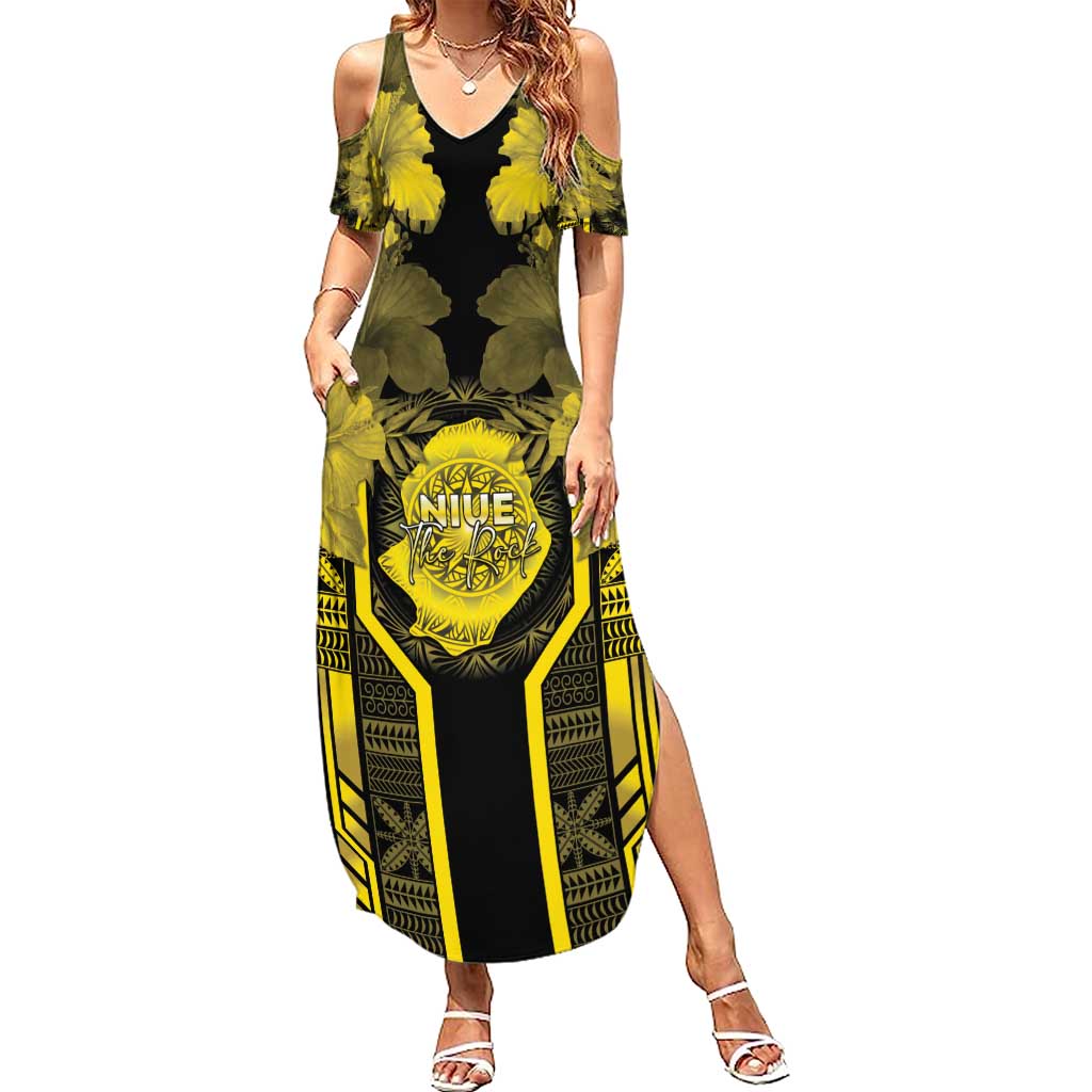 Niue The Rock Family Matching Summer Maxi Dress and Hawaiian Shirt The Island Of The Uga - Polynesian Pride