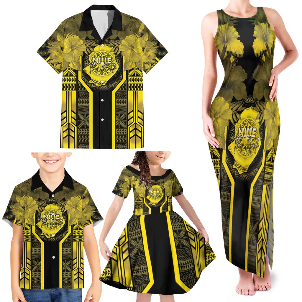 Niue The Rock Family Matching Tank Maxi Dress and Hawaiian Shirt The Island Of The Uga - Polynesian Pride