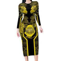 Niue The Rock Long Sleeve Bodycon Dress The Island Of The Uga - Polynesian Pride