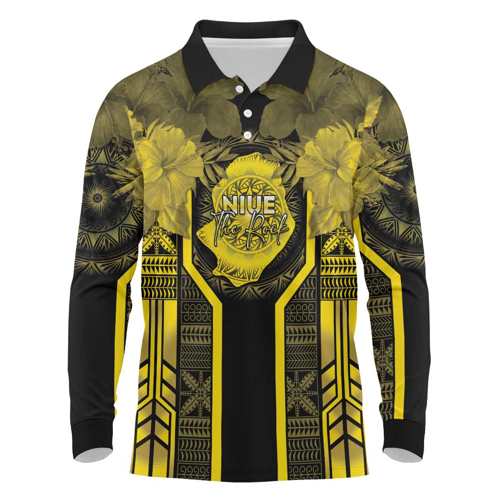 Niue The Rock Long Sleeve Polo Shirt The Island Of The Uga - Polynesian Pride