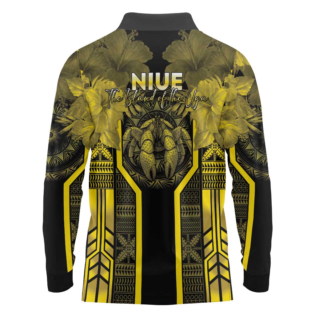 Niue The Rock Long Sleeve Polo Shirt The Island Of The Uga - Polynesian Pride