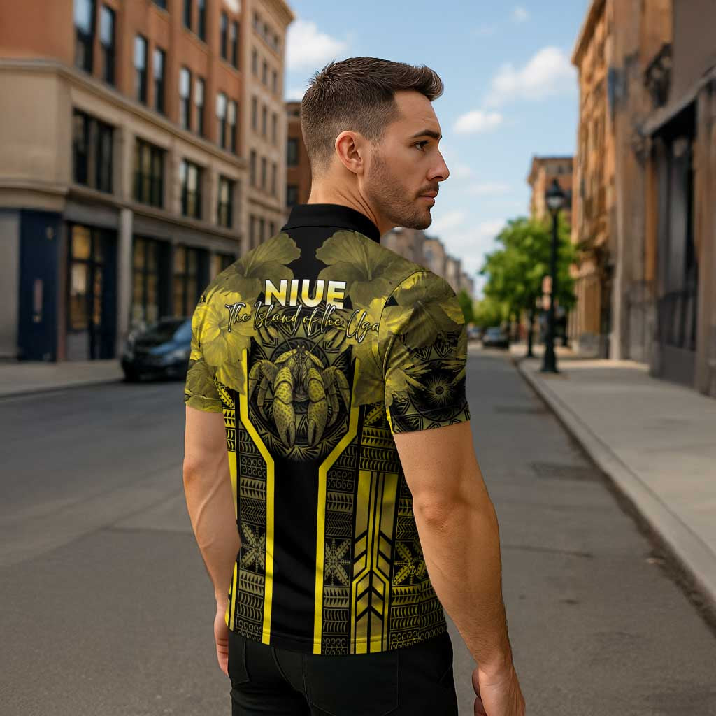 Niue The Rock Zipper Polo Shirt The Island Of The Uga - Polynesian Pride