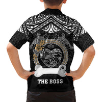 Personalized Shiba Inu Dog Family Matching Off Shoulder Long Sleeve Dress and Hawaiian Shirt With Polynesian Heart Name Tags LT05 - Polynesian Pride