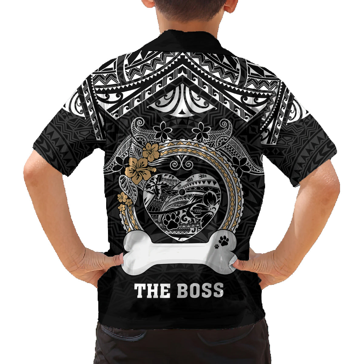 Personalized Shiba Inu Dog Family Matching Puletasi Dress and Hawaiian Shirt With Polynesian Heart Name Tags LT05 - Polynesian Pride