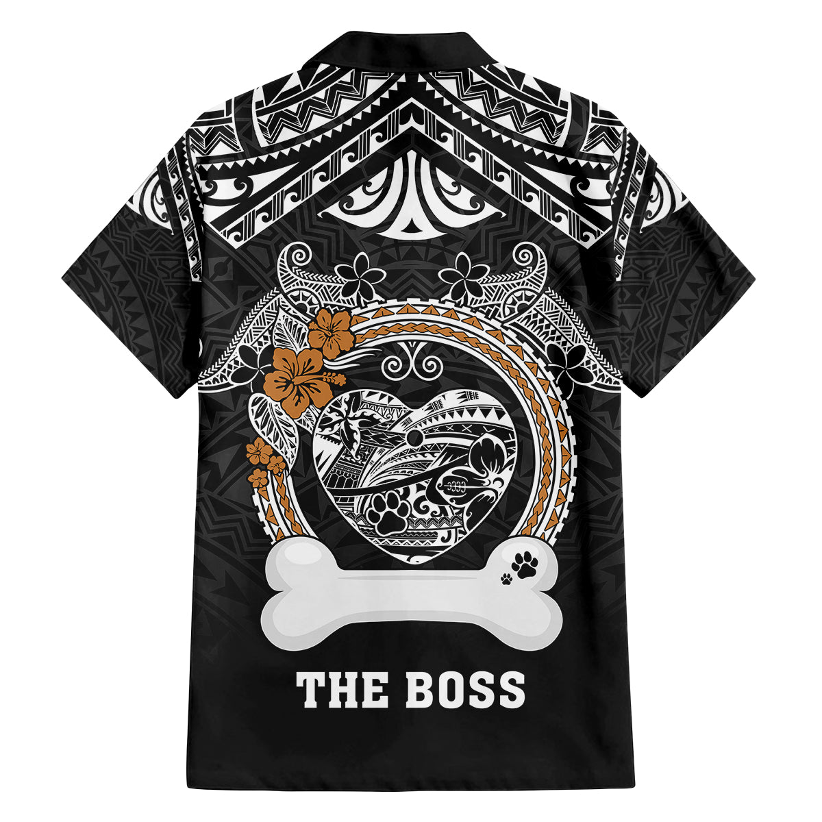 Personalized Pitbull Dog Family Matching Off Shoulder Maxi Dress and Hawaiian Shirt With Polynesian Heart Name Tags LT05 - Polynesian Pride