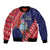 Guam Christmas Bomber Jacket Felis Nabidat Guaman Seal With Poinsettia