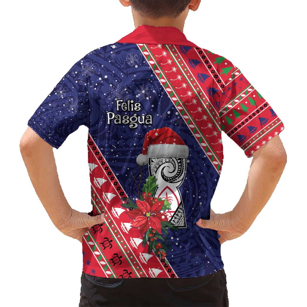 Guam Christmas Family Matching Long Sleeve Bodycon Dress and Hawaiian Shirt Felis Nabidat Guaman Seal With Poinsettia LT05 - Polynesian Pride
