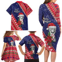 Guam Christmas Family Matching Long Sleeve Bodycon Dress and Hawaiian Shirt Felis Nabidat Guaman Seal With Poinsettia LT05 - Polynesian Pride