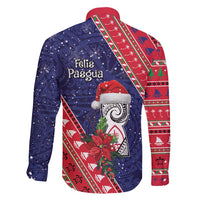 Guam Christmas Family Matching Long Sleeve Bodycon Dress and Hawaiian Shirt Felis Nabidat Guaman Seal With Poinsettia LT05 - Polynesian Pride