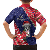 Guam Christmas Family Matching Off The Shoulder Long Sleeve Dress and Hawaiian Shirt Felis Nabidat Guaman Seal With Poinsettia LT05 - Polynesian Pride